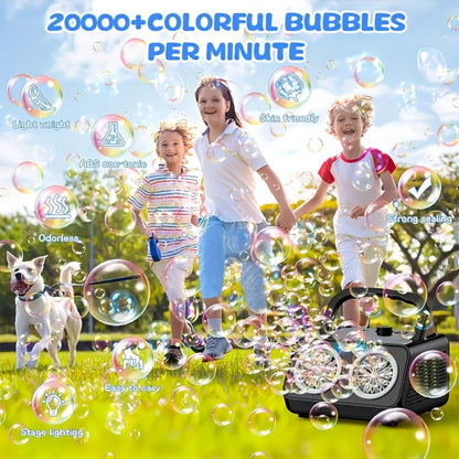 Dual-Wheel Bubble Machine with White Single-Unit or Black and Light White Two-Unit Bundle Labels