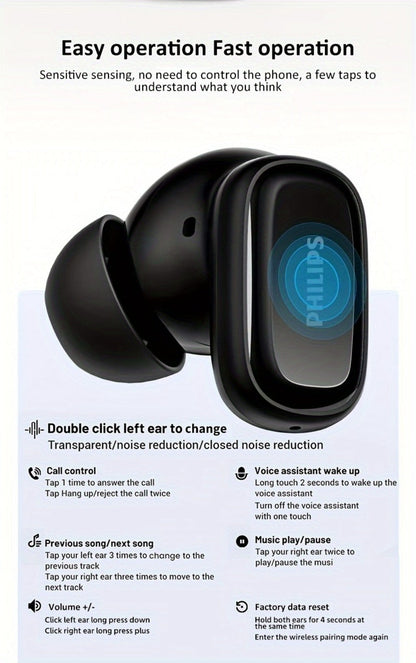 True Wireless Earbuds Philips TAT2569 In-Ear Set with Active Noise Reduction, Touch Controls and Three Color Options