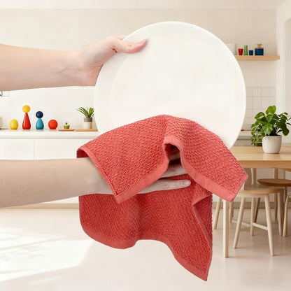 Twelve-Piece Cotton Kitchen Towel Set with Six 15 x 25-Inch Hand Towels and Six 12 x 12-Inch Washcloths