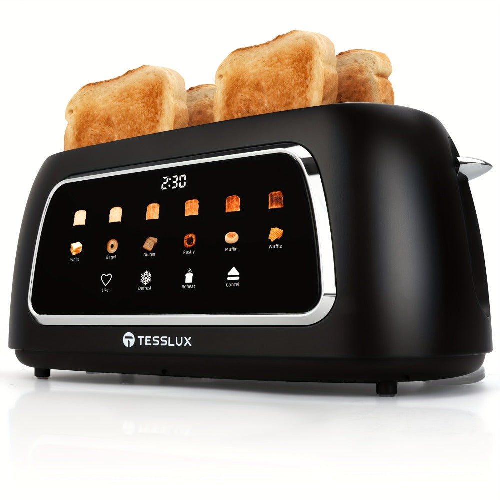 Four-Slice Long-Slot Toaster with Touchscreen, Six Browning Levels, Digital Timer and White or Black Finish