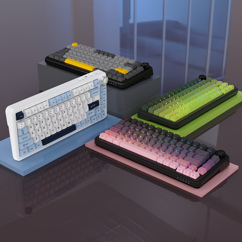Hot Swap Gasket Mechanical Keyboard AJAZZ AK820 75% – Wireless 2.4GHz & Wired, Volume Knob, South-Facing RGB, Poron Foam, PBT Keycaps, Programmable, 11 Switch & Color Options for PC & Mac