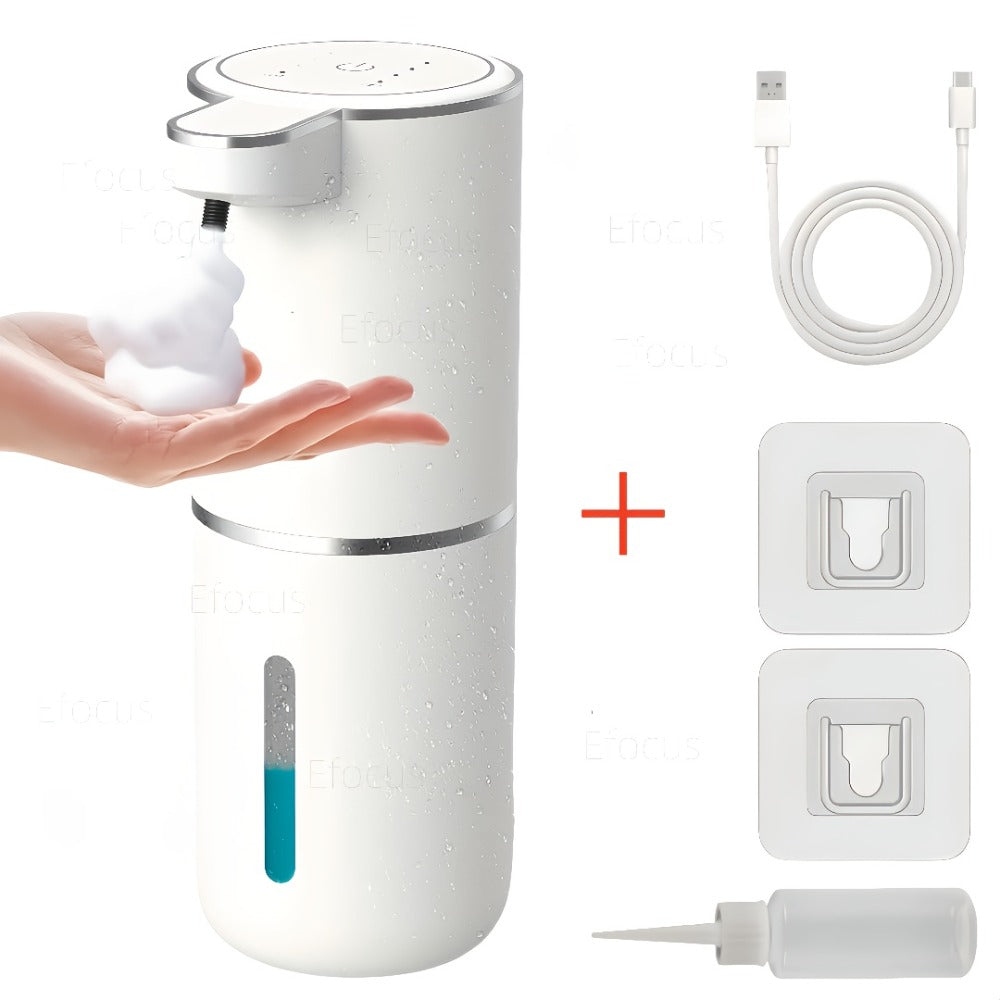 Foam Soap Dispenser Wall Mount Touchless 400ml USB Rechargeable IPX5 4 Adjustable Levels for Home Cooking, Dining and Outdoor Meals