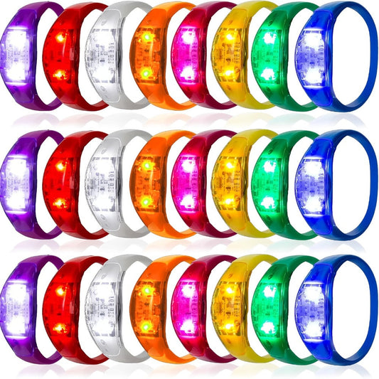 Sound Activated Light Up Bracelets Bulk 20/50 Pcs Glow Wristbands Voice Controlled Flashing LED Bracelet for Concerts Rave Party Events Festival Accessories