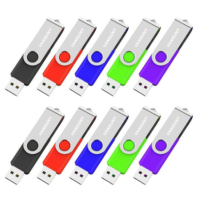 Bulk USB Flash Drives 10 Pack 4GB 8GB Swivel Thumb Drive USB 2.0 Memory Stick in 5 Colors – Plug & Play Jump Drive Pen Drive for School Office Business Promotional Gifts IT Teams