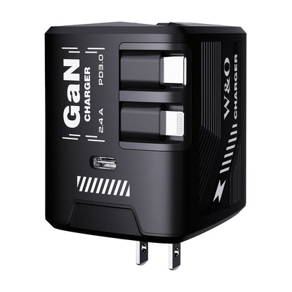 GaN Wall Charger 120W Fast with Retractable Built-In Cable & Foldable Plug – Compact Portable Travel USB-C Adapter for iPhone 17 16 15 14 Pro Max, Samsung Galaxy Ultra, Android Devices, 6 Colors