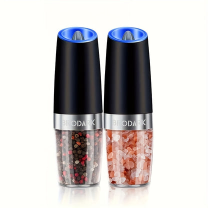 BRODARK Gravity-Activated Spice Grinder with Blue LED, Adjustable Grind and One- or Two-Piece Options