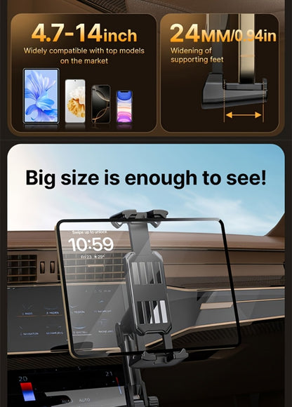 TP08 Cup-Base Car Phone Mount with Expanding Lower Base and Adjustable Clamp for 4–13-Inch Devices