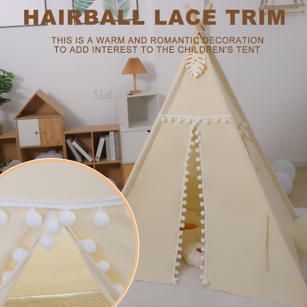 Kids Teepee Play Tent with 140 x 120cm Frame, White, Blue, Pink or Star Fabric Options and No Sitting Mat