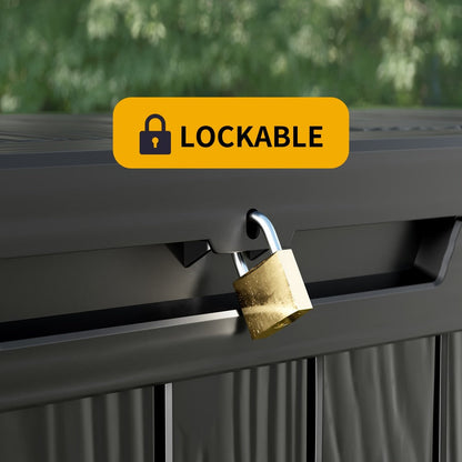 Large Resin Deck Box Lockable Outdoor Storage 80/100 Gallon – 345L UV Protected Weatherproof Patio Storage Box | Sit-On Lid Deck Storage Chest for Pool Accessories, Garden Tools & Outdoor Gear
