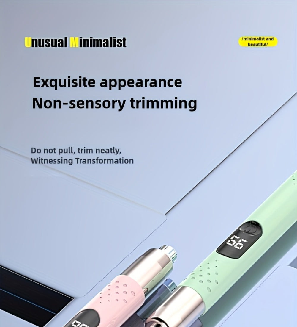 Rechargeable Nose, Ear and Eyebrow Hair Trimmer in Green with Stainless Steel Cutting Head and USB Charging