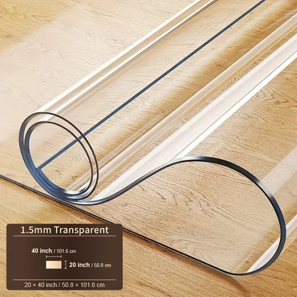 Clear PVC Tablecloth Table Protector 1.5mm Thick Transparent Table Cover Heat Resistant Scratch Resistant Waterproof Desk Mat for Dining Table Home Office Restaurant Coffee Table Multiple Sizes