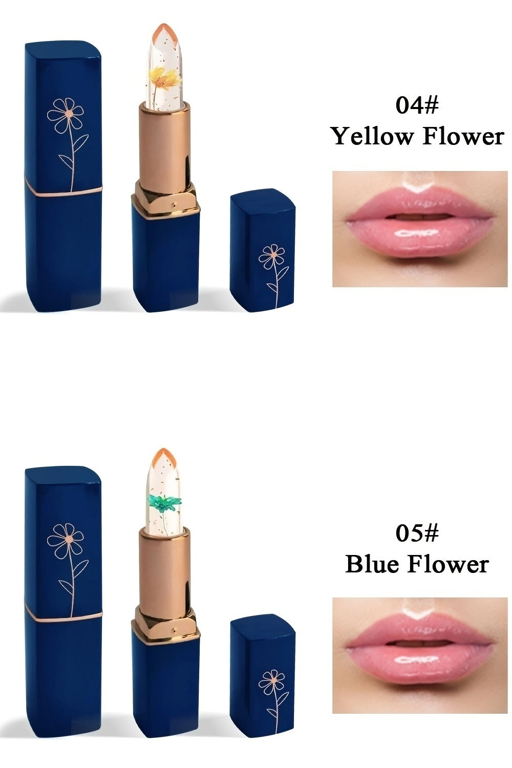 Flower Shaped pH Lip Balm Set 6pcs Individually Wrapped — Color Changing Transparent to Pink Tint, 6 Flavors Deep Moisturizing, Cute Floral Design Beauty Gift for Women Girls & Teens
