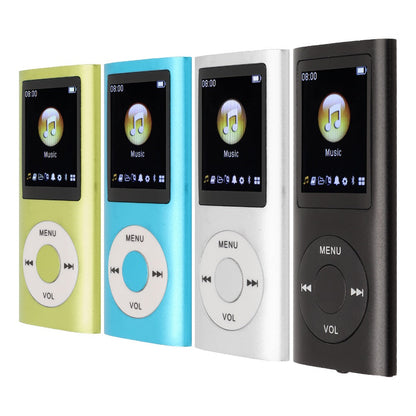 Slim MP3 Player with 64GB Card Support, 1.8-Inch LCD, Earphones and Cable in Silver, Black, Blue or Green