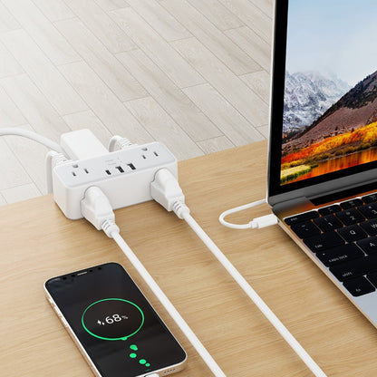Power Strip Clamp-On Desk Edge Station with USB-A Ports, 6-Foot Cord, 1250W Output and 120V US Plug