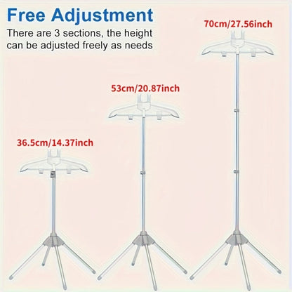 Clothes Drying Rack Foldable Height Adjustable Telescopic Ironing Rack, Aluminum Alloy Garment Rack with 360° Rotating Arm, Multi-Layer Hanging Drying Stand, Space-Saving Laundry Rack for Home Bedroom