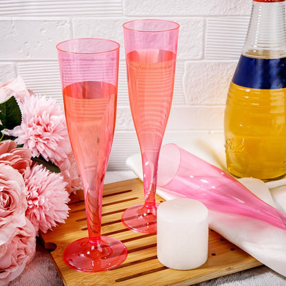 Pink Plastic Champagne Glasses Disposable 25 50 Pack – BPA-Free PS Mimosa Cups Pink Plastic Wine Glasses for Wedding Bridal Shower Cocktail Party Outdoor Events