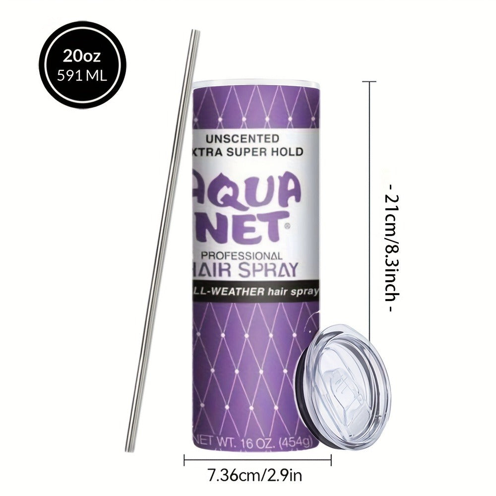 Insulated Tumbler Drinkware by SAXUMOUT, 20oz Stainless Steel Cup with Lid, Straw and Purple Retro Graphic