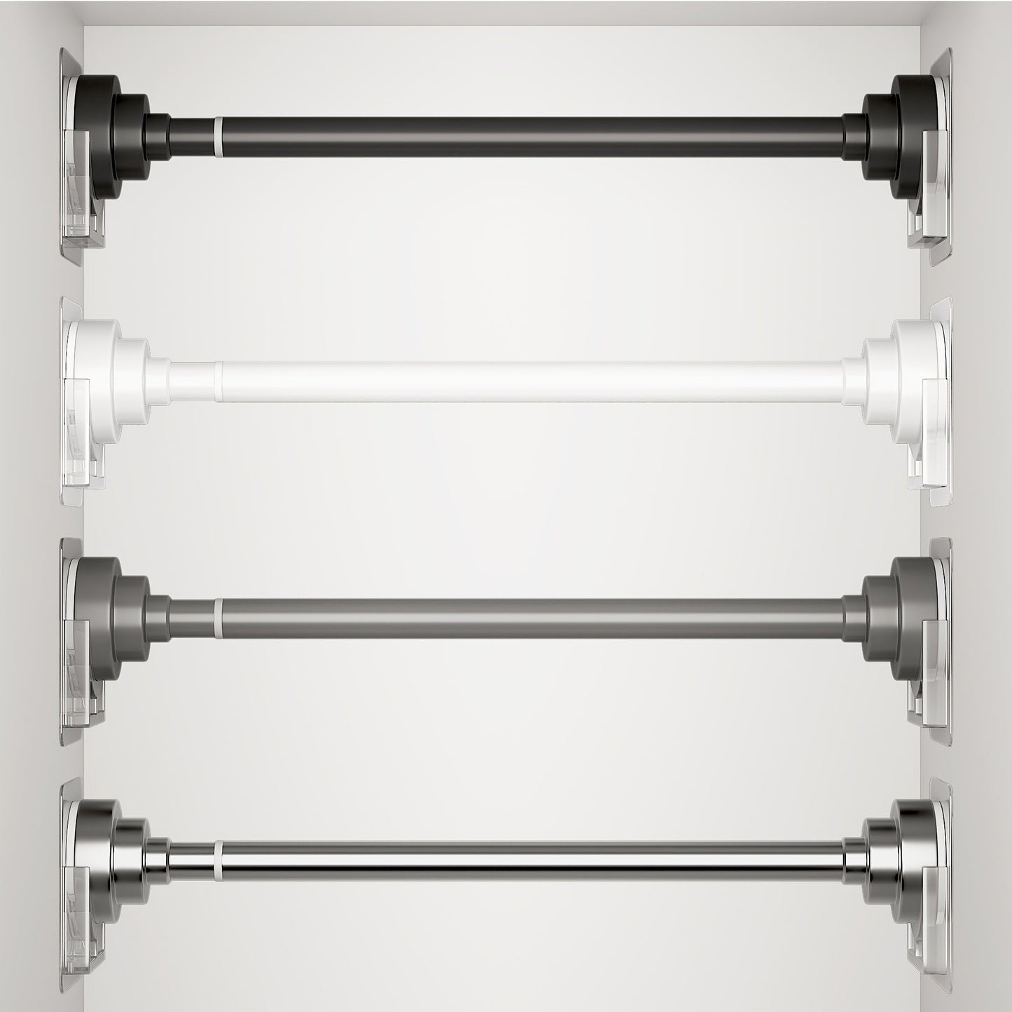 Tension Rod Stainless Steel No Drill - Adjustable Curtain Rod for Wardrobe Bathroom Bedroom, Clothes Drying Rod, Multiple Sizes & Colors