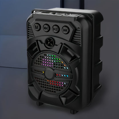 Portable Bluetooth Speaker with LED Light, Stereo Bass Listing and Up to 10 Hours Playtime in Black