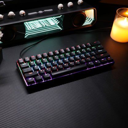 Mechanical Keyboard 61-Key Compact Wired Layout with Cyan Switches, RGB Backlighting and Four Case Color Options