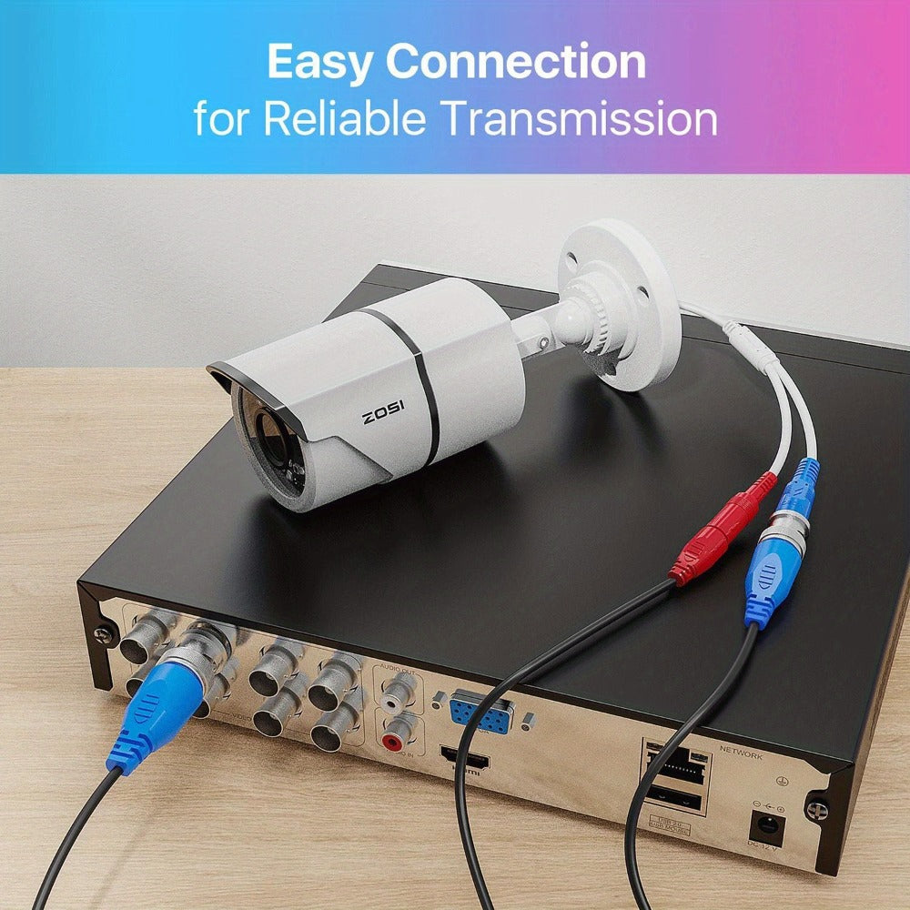 CCTV BNC Cable 4-Pack 100ft 30M, ZOSI Video Power 2-in-1 Security Camera Cable with BNC Connector and DC Plug