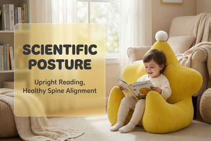 Kids Reading Pillow Star Shape with Neck Support Back Support Lumbar Support & Armrests Ergonomic Spine Protection Sit-Up Pillow for Children Reading Study Gaming on Sofa Bed Floor (Blue Green Yellow Pink)