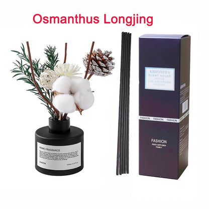 Reed Diffuser with Real Flowers & Essential Oil - Long-Lasting Home Fragrance Scent Sticks for Bedroom Bathroom Living Room, Jasmine Gardenia Sandalwood Citrus