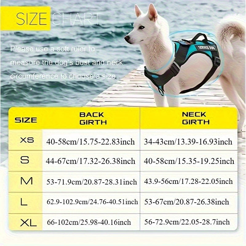 Five-Patch Dog Vest Harness in Black, Red, Rose Red, Grey or Green with XS-to-XL Sizes Pictured