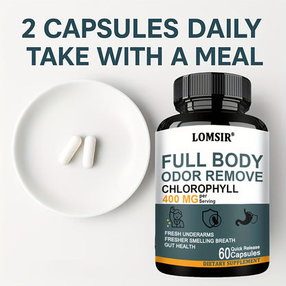 Dietary Supplement Chlorophyll 400mg Capsules with Matcha, Apple Cider Vinegar and Botanical Blend, 60 Count