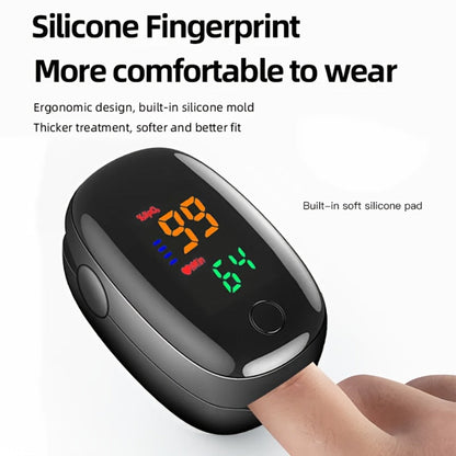 Black Fingertip Pulse Oximeter with Two-Way Color Display and Single-Piece Checkout Option