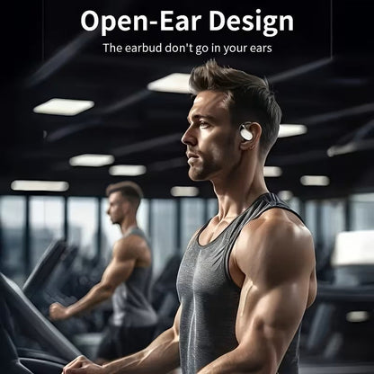 Bone Conduction Headphones Bluetooth 5.4 Open Ear Sport Earbuds 80H Battery LED Display Stereo Bass Noise Canceling Mic Type-C Charging Gift for Dad Men Women Running Cycling