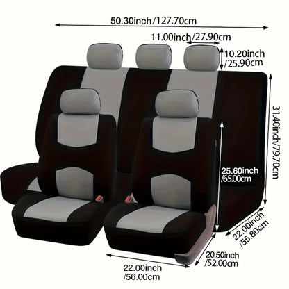 Universal Car Seat Covers Full Set – 5-Seat Breathable Knit Fabric, All-Season Wear-Resistant Protection for Front & Rear Seats | 16 Colors