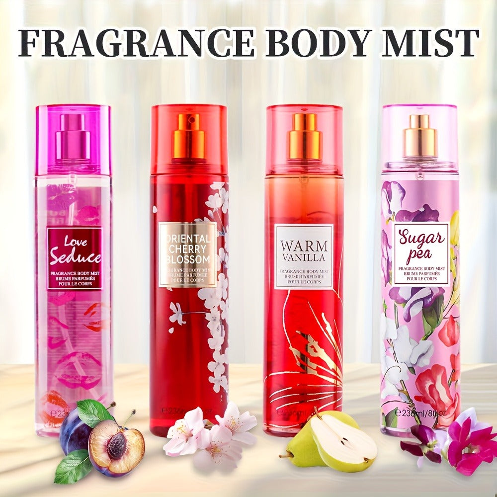 Floral and Fruit Body Mist Spray, 8 fl oz / 236ml in Fourteen Exact Scent Options for External Body Use
