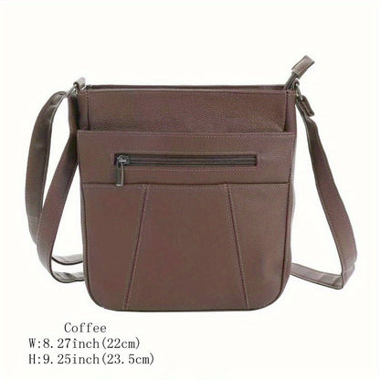 Genuine Leather Messenger Bag for Men Women Anti-Theft Zipper Multi-Pocket Shoulder Crossbody Bag Laptop Organizer Spacious Handbag Purse for Work School Travel Daily Commute 8 Colors