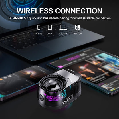 5-in-1 Wireless Bluetooth Speaker with Phone Holder & Earbuds, HD Stereo Sound, Colorful Ambient RGB Light, Universal Tablet & Phone Stand, Wireless Earbuds Included, Ideal for Work Travel Home Office