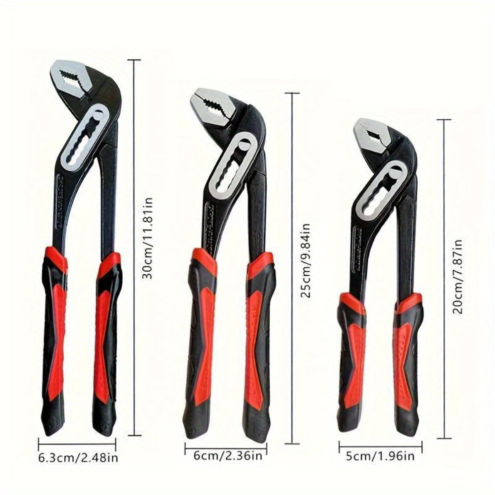 Water Pump Pliers Adjustable Heavy Duty Wrench 8" 10" 12" – Large Opening Quick Adjust, Multi-Grip Channel Lock Tool for Pipeline, Plumbing, Bathroom & Car Maintenance