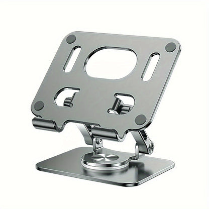 Black or Silver Rotating Tablet Stand with Foldable Desktop Base, Adjustable Tilt and Portrait or Landscape Viewing