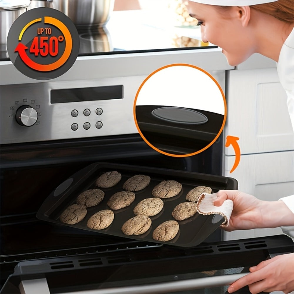 Nonstick Baking Sheet Set with Silicone Handles, Carbon Steel Cookie Sheet Pan Set in Assorted Sizes