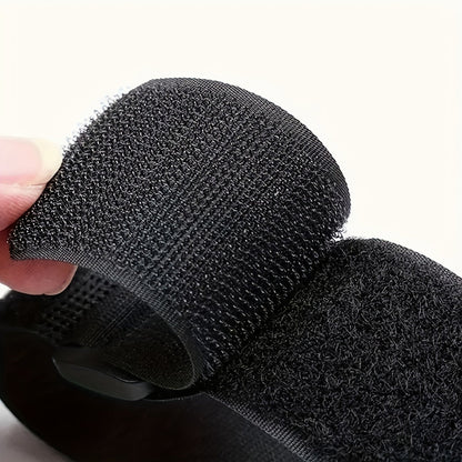 Adjustable Hook-and-Loop Cable Ties, 50 Black Straps with Buckles in 20 x 200 mm Size Pictured