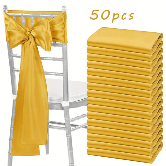 Satin Chair Sashes Bows 50pcs – 7x108 Inch Chair Waist Belt Bow Ties for Wedding Reception, Banquet, Party, Hotel & Event Chair Cover Decoration