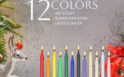 Unscented Chime Candle Set with 6.3-Inch Slim Paraffin Tapers in Assorted Colors and 24- or 48-Piece Packs