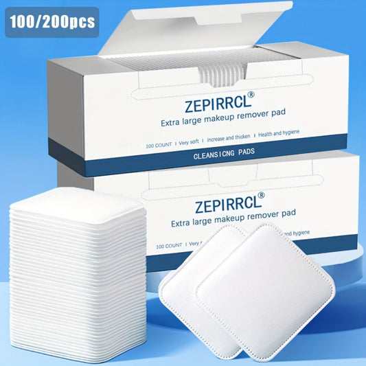 Makeup Remover Pads Disposable 100/200pcs – 3-Layer Thickened Cotton Squares for Face Cleansing, Skincare & Nail Polish Removal, Soft Touch No Friction, 2.76x2.36 inch, Individually Boxed