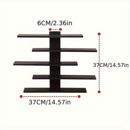 5-Tier Wall Mounted Floating Display Shelf Adjustable Fiberboard | Modern Decorative Storage Rack for Action Figures Building Blocks Collectibles Dolls Statues Home Office Shelving Unit Black White