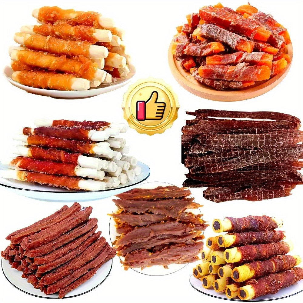 Dog Treats Chicken and Duck Jerky Variety Assortment with Five Retained Combination Choices