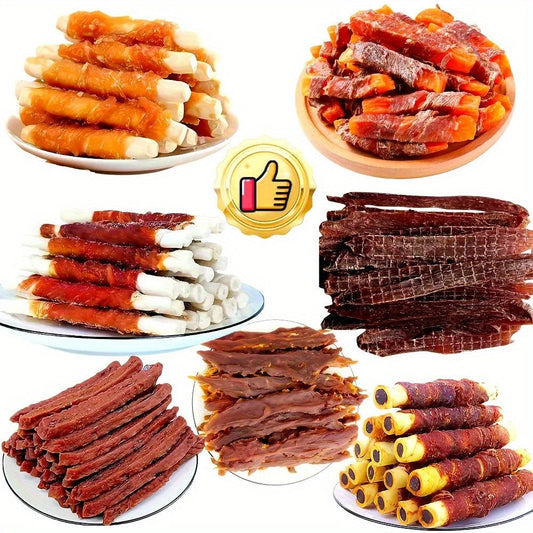 Dog Treats Chicken and Duck Jerky Variety Assortment with Five Retained Combination Choices