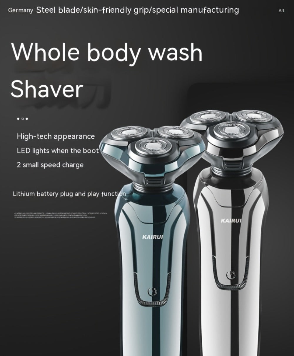 Electric Shaver 4D Floating Triple-Blade Razor with Wet/Dry Waterproof Use, LED Display and Type-C Charging