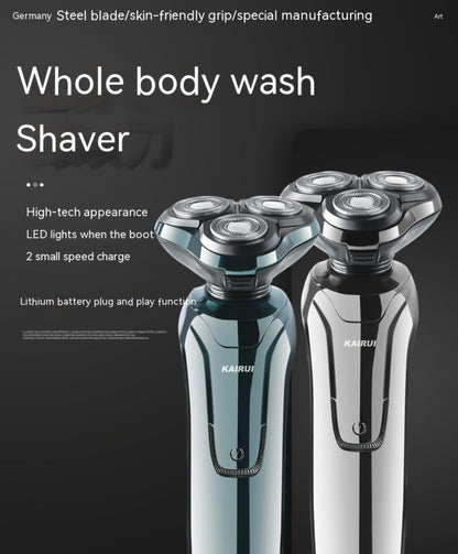 Electric Shaver 4D Floating Triple-Blade Razor with Wet/Dry Waterproof Use, LED Display and Type-C Charging