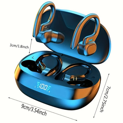Wireless Earbuds Bluetooth 5.4 Open-Ear Sport Hooks with 24-Hour Playtime and LED Case for Running