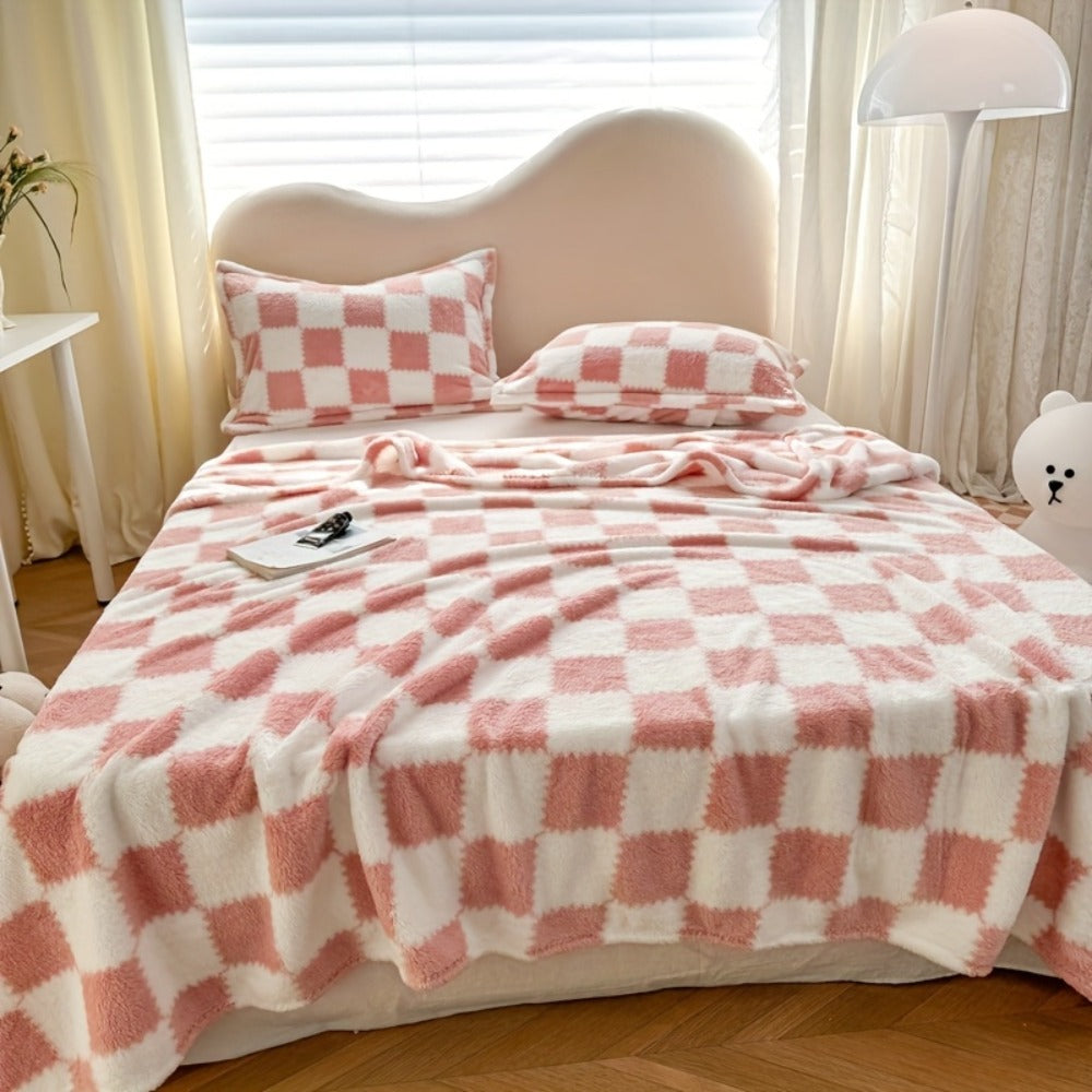 Plaid and Panda Flannel Blanket with Six Design Labels and Four Sizes from 39.37 x 59.06 to 78.74 x 90.55 Inches