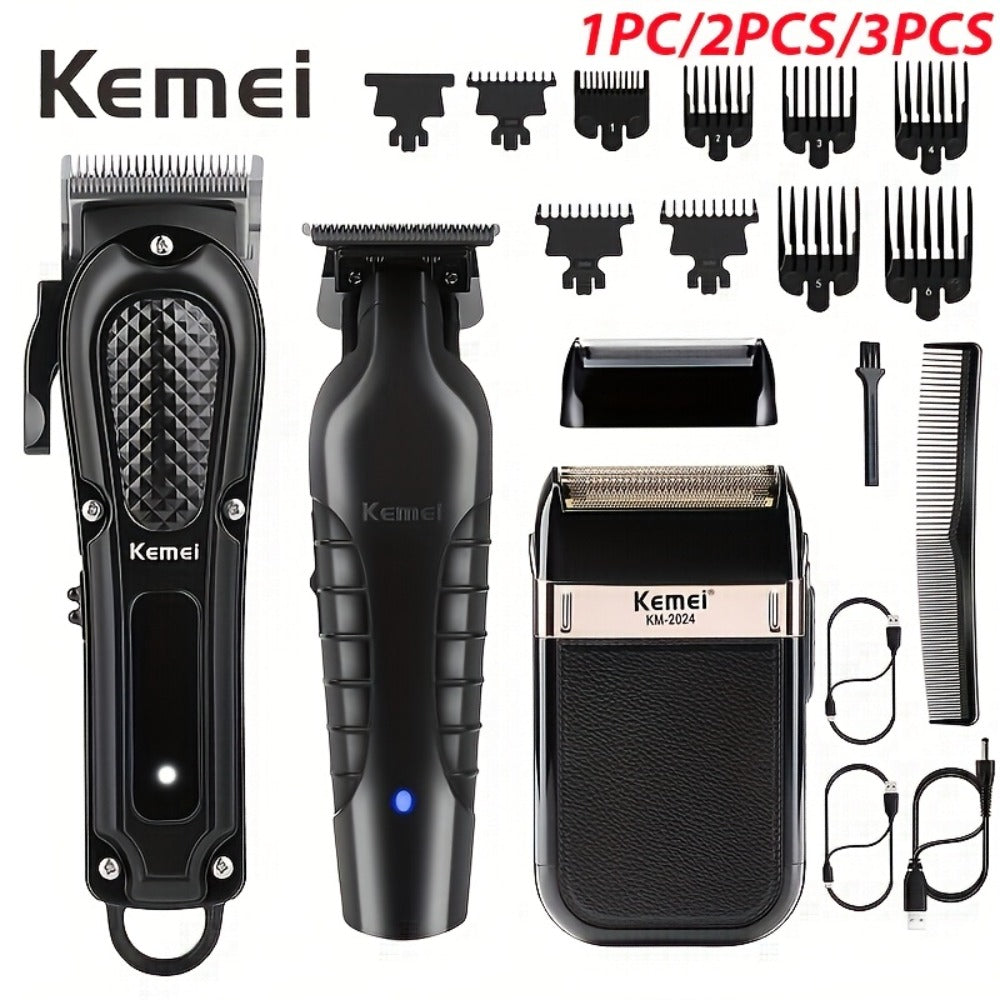 Kemei Hair Clipper & Beard Trimmer Set for Men — Professional Grooming Kit with Reciprocating Shaver, USB Rechargeable, Home & Salon Use, Father's Day & Birthday Gift for Dad